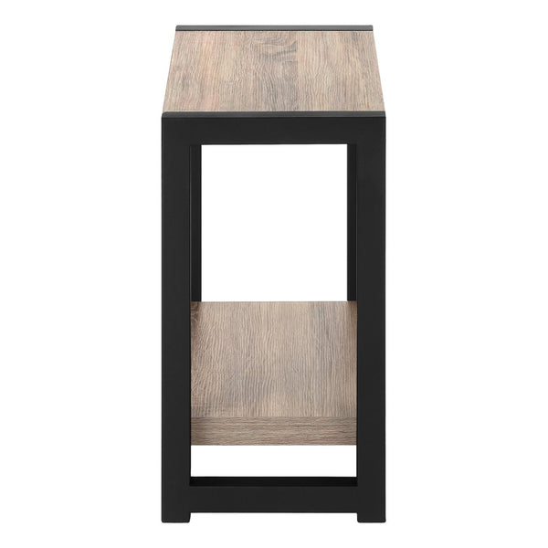 English Elm Accent Table Two Tier Narrow Black Laminate Metal Legs Modern Living Room Bedside B2710P218939