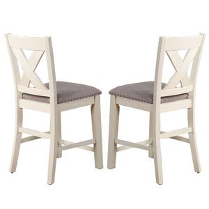 English Elm Set of 2 Polyfiber Upholstered Dining Chairs with Tufted Cushioned Back and Solid Wood Frame, Durable Comfort White B016P226064