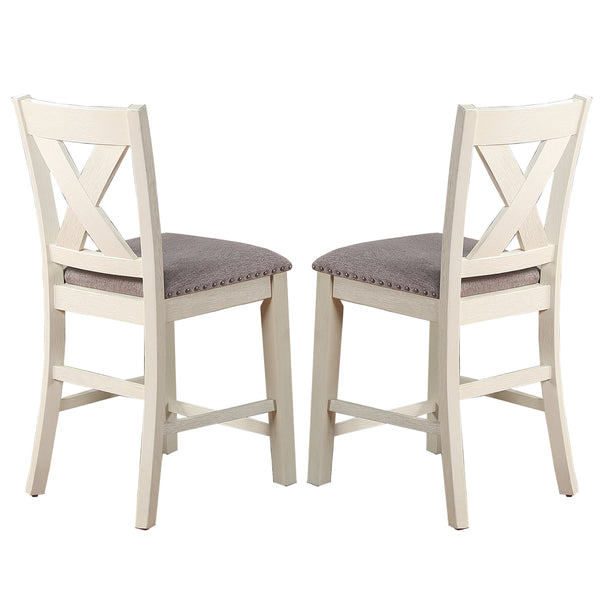 English Elm Set of 2 Polyfiber Upholstered Dining Chairs with Tufted Cushioned Back and Solid Wood Frame, Durable Comfort White B016P226064