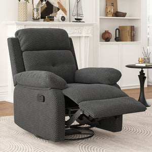 English Elm Small Rocker Swivel Recliner Chair with 360° Swivel, 30° Rocking & Adjustable Recline for Comfort Dark Gray T3623P379695