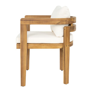 English Elm Patio Acacia Wood Armchair Set Cushioned Resort Style Outdoor Dining Seating Pair N772P378685T