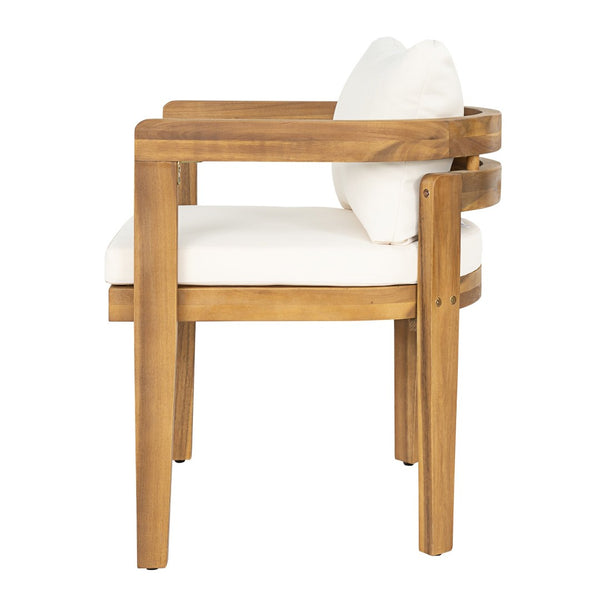 English Elm Patio Acacia Wood Armchair Set Cushioned Resort Style Outdoor Dining Seating Pair N772P378685T