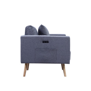 English Elm Elio Mid-century Linen Loveseat with Usb Ports Side Pockets and Tapered Wood Legs Dark Gray B2749P413344