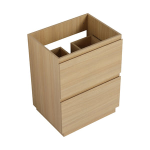 English Elm 24" Modern Bathroom Vanity with Single Undermount Sink, Engineered Wood, Waterproof Finish, 2 Drawers and Pre-Drilled Faucet Hole Oak W1972S00005