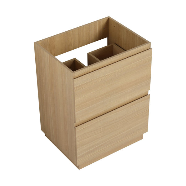 English Elm 24" Modern Bathroom Vanity with Single Undermount Sink, Engineered Wood, Waterproof Finish, 2 Drawers and Pre-Drilled Faucet Hole Oak W1972S00005