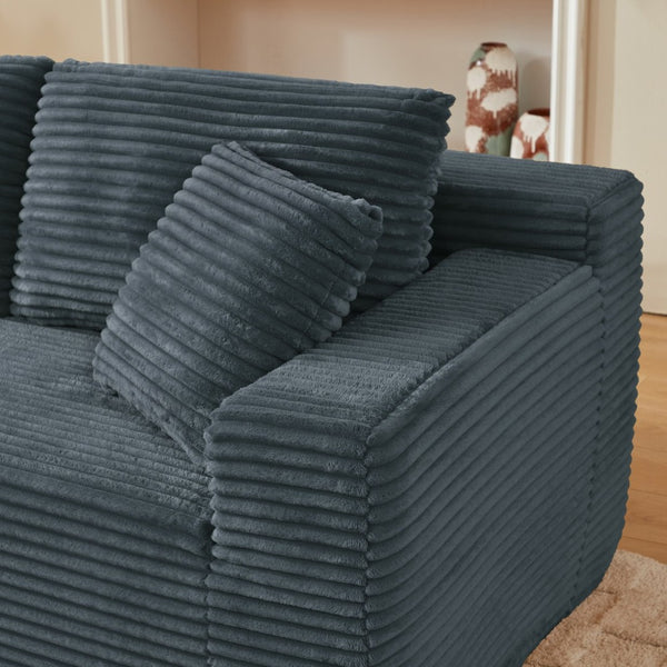 English Elm L-shaped Modular Cloud Sectional Corduroy Sofa Deep Seat Sleeper for Living Room W2339S00119