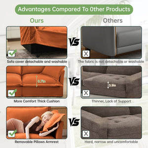 English Elm Set Of 2 Cozy Slipcovered Armchairs In Soft Orange Chenille – Stylish Deep Seating For Any Room W3041S00123-GIGA