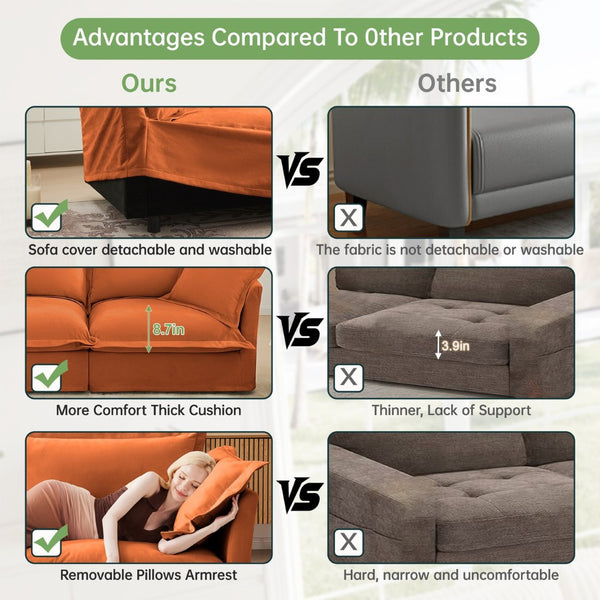 English Elm Set Of 2 Cozy Slipcovered Armchairs In Soft Orange Chenille – Stylish Deep Seating For Any Room W3041S00123-GIGA