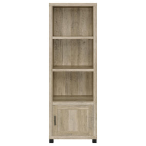 English Elm Vivek Distressed Pine Media Tower with 3 Open Shelves & Lower Cabinet, Rustic Engineered Wood Storage B062P375529