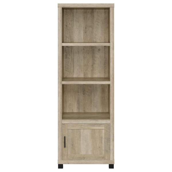 English Elm Vivek Distressed Pine Media Tower with 3 Open Shelves & Lower Cabinet, Rustic Engineered Wood Storage B062P375529
