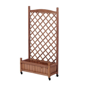 English Elm Raised Wood Planter Boxes with Integrated Trellis for Climbing Vines Set of Two D720094446
