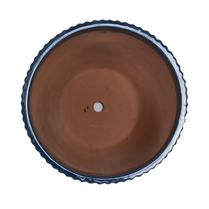 English Elm 4 Pieces Ceramic Flowerpot Set with Hand-Glazed Finish, Precision Molded Planters for Patio Decor Antique Blue W3273P321572