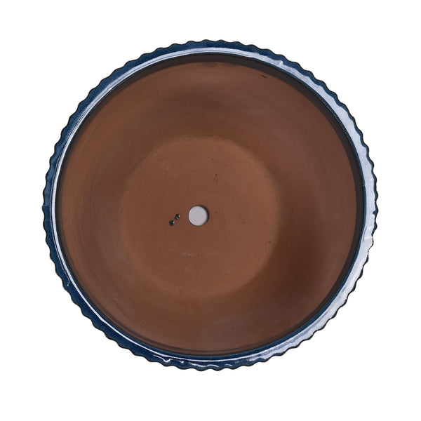 English Elm 4 Pieces Ceramic Flowerpot Set with Hand-Glazed Finish, Precision Molded Planters for Patio Decor Antique Blue W3273P321572