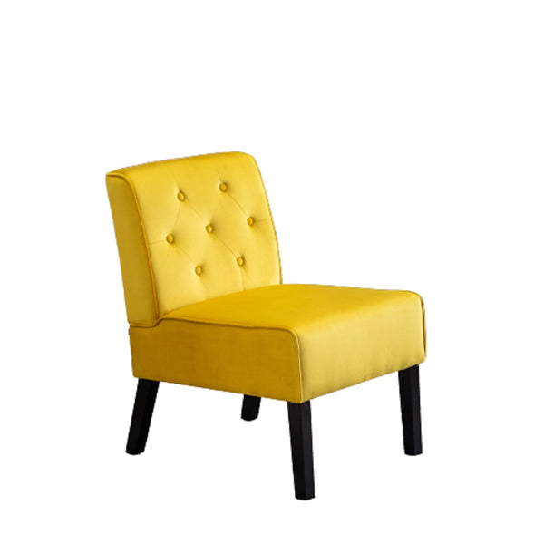 English Elm Reese 53" Armless Button Tufted Accent Chair Set of 2 with Velvet Upholstery, Curved Back Comfort Yellow B2735P271027