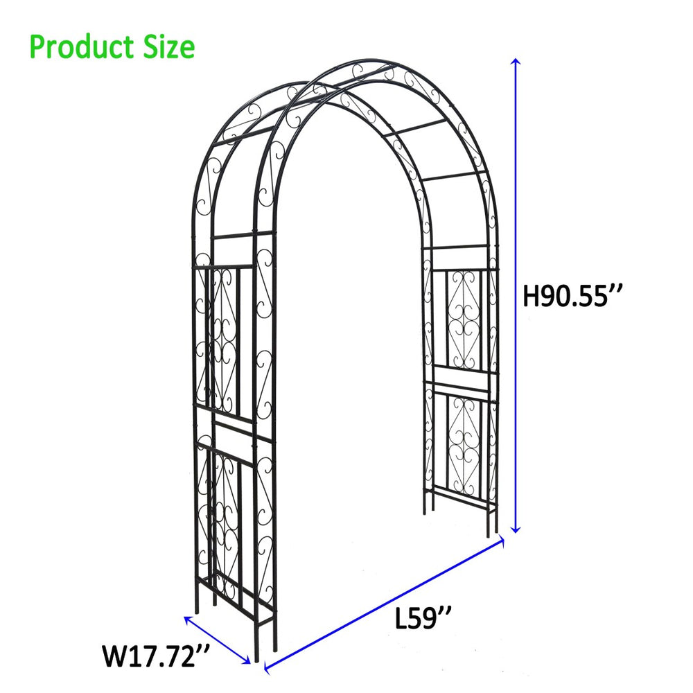 English Elm Metal Garden Arch Powder Coated Steel Frame for Climbing Roses and Pathway Decor W1586P268781