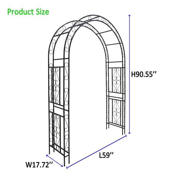 English Elm Metal Garden Arch Powder Coated Steel Frame for Climbing Roses and Pathway Decor W1586P268781