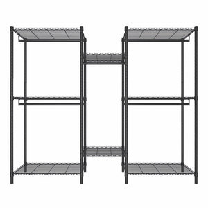 English Elm Heavy Duty Garment Rack — Adjustable 8 Shelves & 5 Rails Freestanding Closet Organizer, Black, Durable W3204P318297