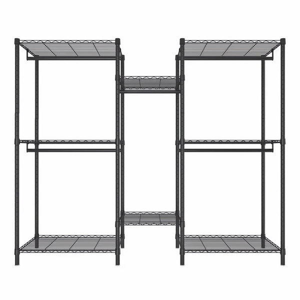 English Elm Heavy Duty Garment Rack — Adjustable 8 Shelves & 5 Rails Freestanding Closet Organizer, Black, Durable W3204P318297