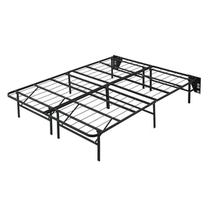 English Elm Black Metal Platform Bed Frame Queen High-Profile Foldable Design for Easy Assembly, Headboard Mountable Black 38.75 L x 28.75 W x 7 H B011P197726