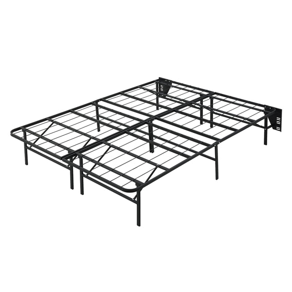 English Elm Black Metal Platform Bed Frame Queen High-Profile Foldable Design for Easy Assembly, Headboard Mountable Black 38.75 L x 28.75 W x 7 H B011P197726