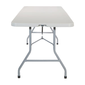 OSP Home Furnishings 6' Center Fold Resin Top Portable Table with Powder Coated Frame for Indoor Outdoor Use BT6FQ