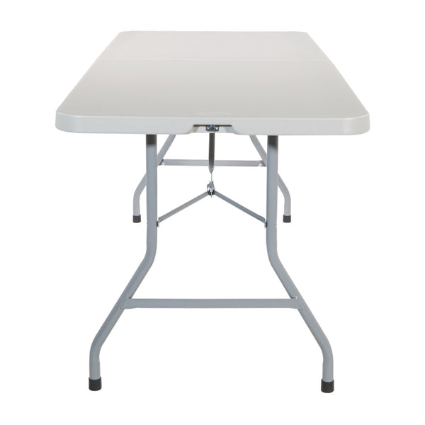 OSP Home Furnishings 6' Center Fold Resin Top Portable Table with Powder Coated Frame for Indoor Outdoor Use BT6FQ
