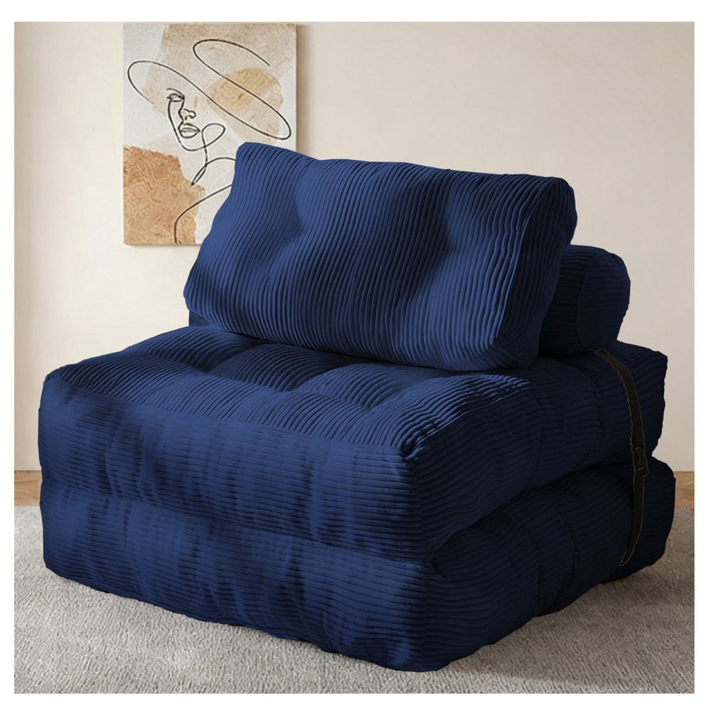 English Elm Modular Floor Sectional Corduroy Sofa Bed Low Profile Convertible for Studio Living Blue W3737P426645