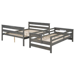 English Elm Wood Twin Xl Over Queen Bunk Bed In Gray - Stylish Space-Saving Solution For Kids & Guests! GX000446AAE-1-GIGA