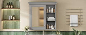 English Elm 30'' Wall Mount Bathroom Cabinet with Mirror Soft Close Door and Adjustable Shelf Gray N710P209425E