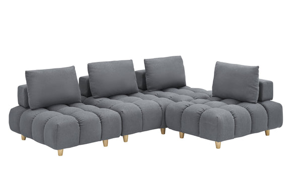 English Elm 120 Plush Teddy Sofa 120" Long Spacious 4-Seater with Solid Wood Frame, Spring Cushion Comfort Gray W1658S00071