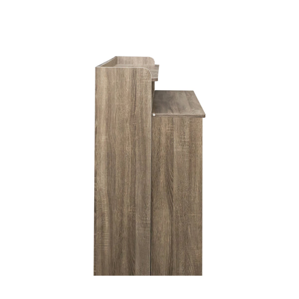 English Elm Modern Extendable Dining Table with Storage, Space-Saving Convertible Leaf, Neutral Durable Finish W331P234973