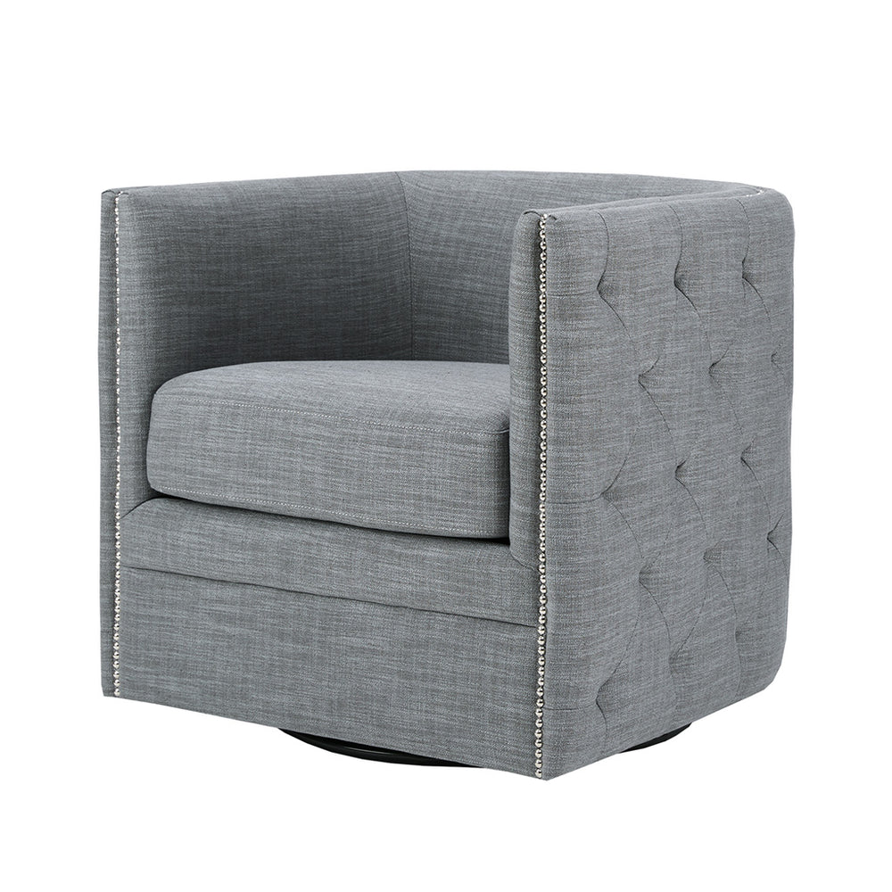 JLA Home Madison Park - 360-degree Swivel Barrel chair with tufted outer back, nailhead trim, plush high-density foam, ready-to-use seating MP103-0242