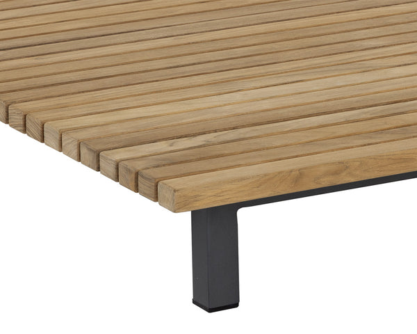 Sunpan Geneve Modern Outdoor Coffee Table with Natural Teak Top & Durable Powder Coated Aluminum Base