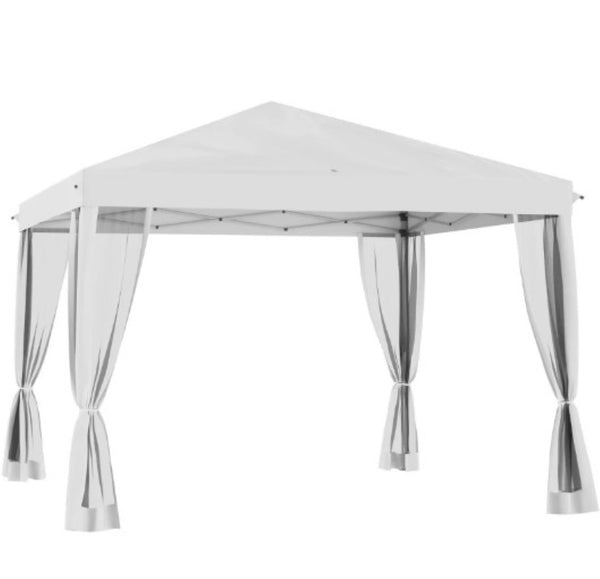English Elm Height Adjustable 10x10 Pop up Canopy with Mesh Walls Steel Frame Uv Protection T3971P425602
