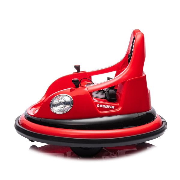 English Elm 12v Kids Ride on Bumper Car with 360 Spin Led Lights Bluetooth and Parental Remote Red W1578P198506