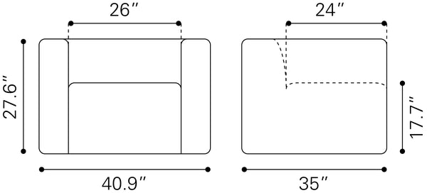 Puerto Plata Armchair Dason Snow 109795 Zuo Modern