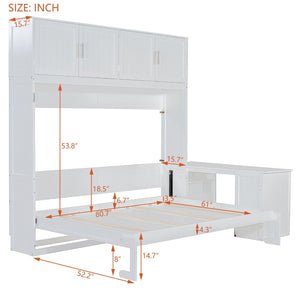 English Elm Queen Murphy Bed With Desk & Storage Shelves - Versatile, Space-Saving Solution For Modern Homes N820S10034K-GIGA