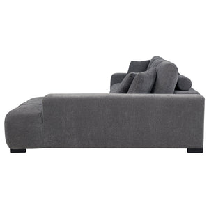 English Elm Plather Luxe Upholstered Sectional with Right Chaise, Grid-Tufted Reversible Cushions & Sturdy Block Legs Charcoal grey B062S01356