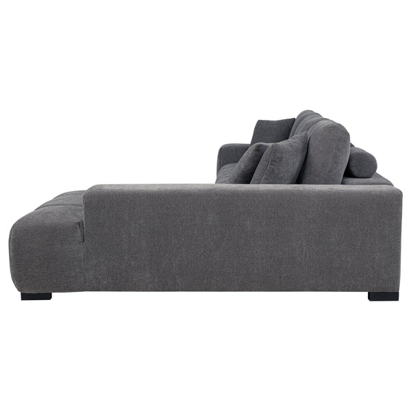 English Elm Plather Luxe Upholstered Sectional with Right Chaise, Grid-Tufted Reversible Cushions & Sturdy Block Legs Charcoal grey B062S01356