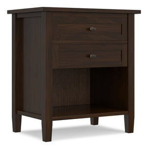 English Elm Warm Shaker Solid Pine Nightstand Two Drawer Open Shelf Farmhouse Bedside Storage B136P420752