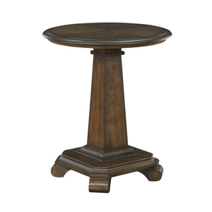 English Elm Classic Chairside Table with Fluted Pilasters, Glass Door, Adjustable Shelf and Built-In Charging Ports Brown 25.5 L x 25.5 W x 17 H B011P387121