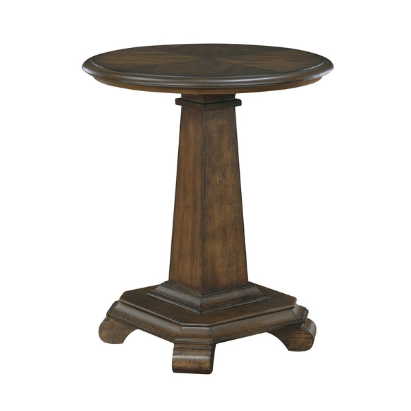 English Elm Classic Chairside Table with Fluted Pilasters, Glass Door, Adjustable Shelf and Built-In Charging Ports Brown 25.5 L x 25.5 W x 17 H B011P387121