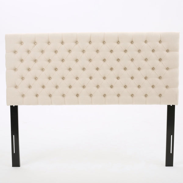 English Elm Christopher Knight Home® - Tufted Upholstered Queen Size Headboard with Button Detail, Adjustable Height, Velvet Finish, Modern Appeal Beige 55444.00BEI