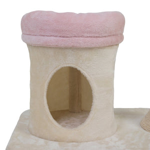English Elm Flower-shaped Cat Tower Sisal Scratching Perches Condo Plush Bed Modern Indoor W2181P362388
