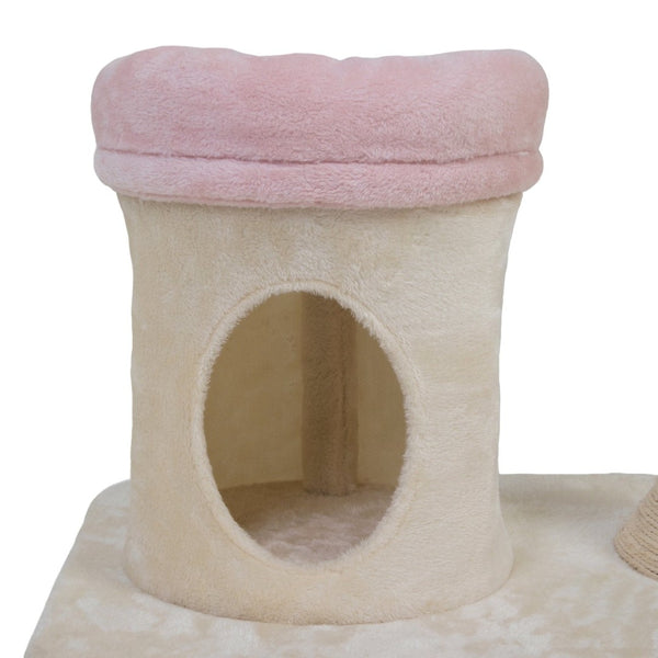 English Elm Flower-shaped Cat Tower Sisal Scratching Perches Condo Plush Bed Modern Indoor W2181P362388