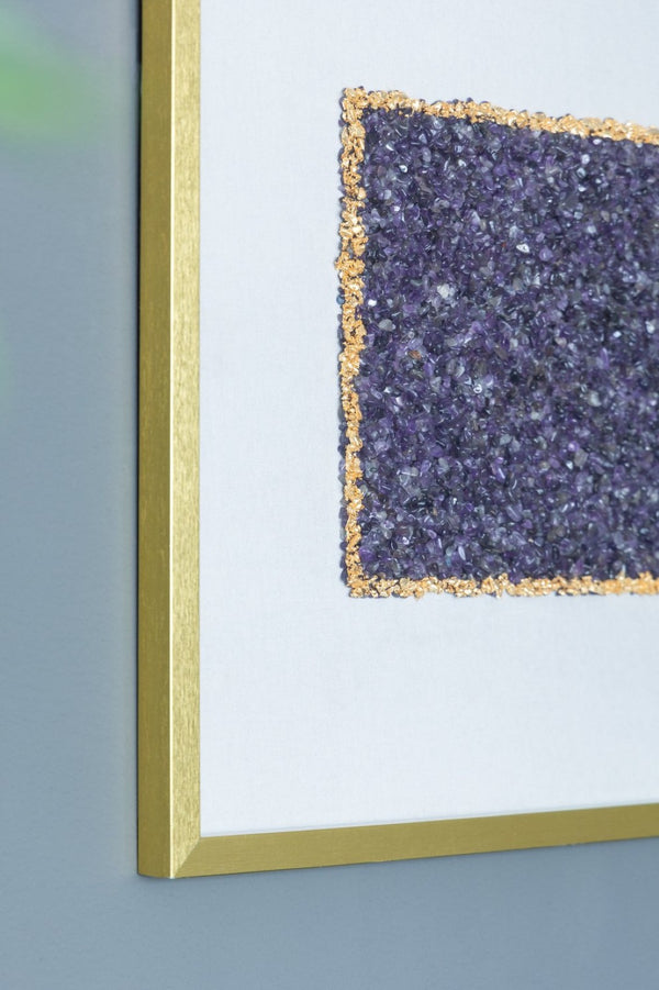 English Elm S/2 Lillian Purple Crystal Shadow Boxes - Elegant Wall Décor With Velvet & Gold Accents, 23.6" W2078P318313-GIGA