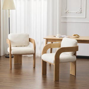 English Elm Christopher Knight Home® - 2-Pack Dining Chairs with Pillow Back and Curved Arms, Foam Seat Comfort, Sturdy Rubber Wood Frame White+Natural N779P298399C