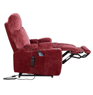 English Elm Liyasi Power Swivel Rocker Recliner Chair with Dual OKIN Motors, 240° Swivel, USB, Lumbar Support Red W820S00059