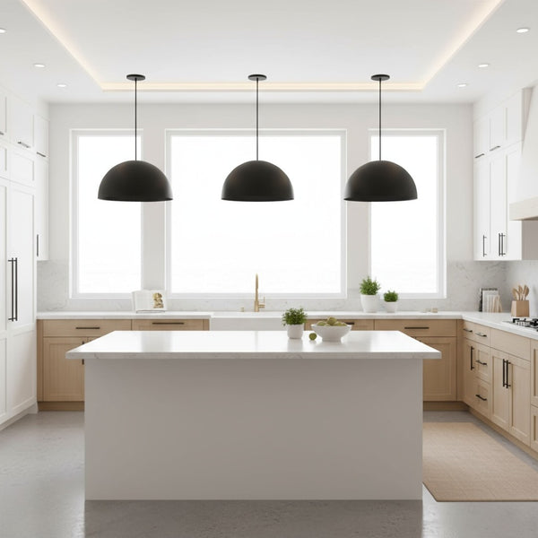English Elm 24 Inch Matte Black Led Pendant with Etched Glass Diffuser for Dining or Kitchen B370P399378