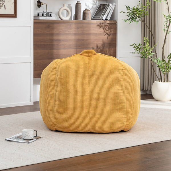 English Elm Giant Corduroy Bean Bag with Armrests Shredded Foam Lounge Chair for Living Room Yellow W2200P442626